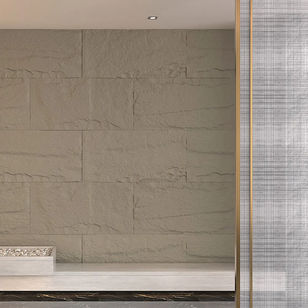 Divina Home Panneau Mural Décoratif<Ensemble de 10 panneaux décoratifs effet pierre 3D, revêtement mural PU 7,2 m², 120x60x3 cm, gris ciment