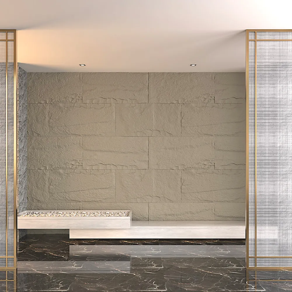 Divina Home Panneau Mural Décoratif<Ensemble de 10 panneaux décoratifs effet pierre 3D, revêtement mural PU 7,2 m², 120x60x3 cm, gris ciment