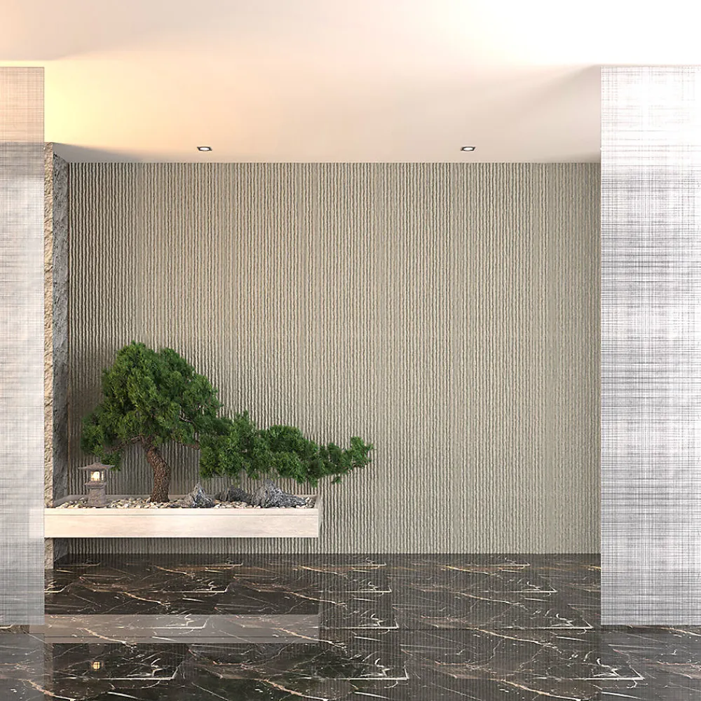 Divina Home Panneau Mural Décoratif<Ensemble de 12 panneaux décoratifs effet pierre 3D grattée, revêtement mural PU 8,6 m² (120x60x2,5 cm), gris roche