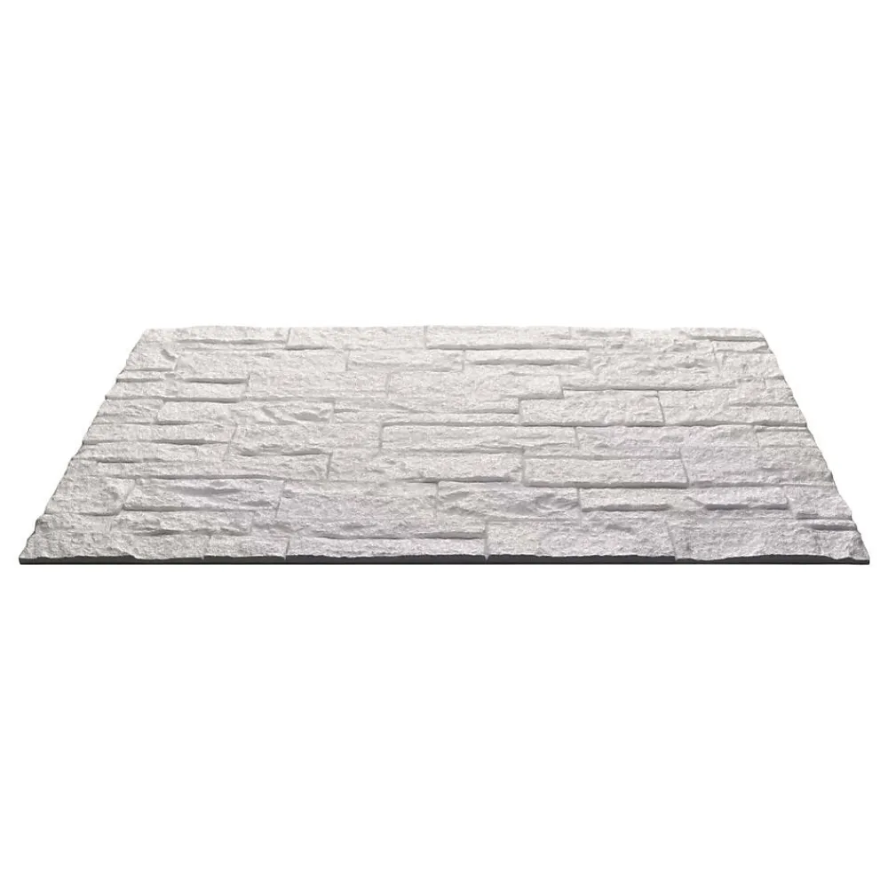 Divina Home Panneau Mural Décoratif<Ensemble de 12 panneaux décoratifs effet brique et pierre 3D, revêtement mural PU 8,6 m² (120x60x2,5 cm), quartzite blanc