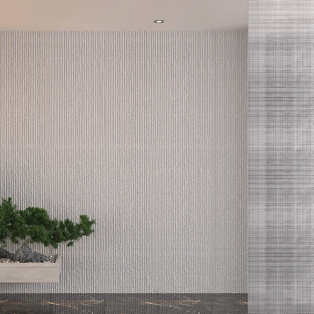 Divina Home Panneau Mural Décoratif<Ensemble de 12 panneaux décoratifs effet pierre grattée 3D, revêtement mural PU 8,6 m², 120x60x2,5 cm, blanc albâtre