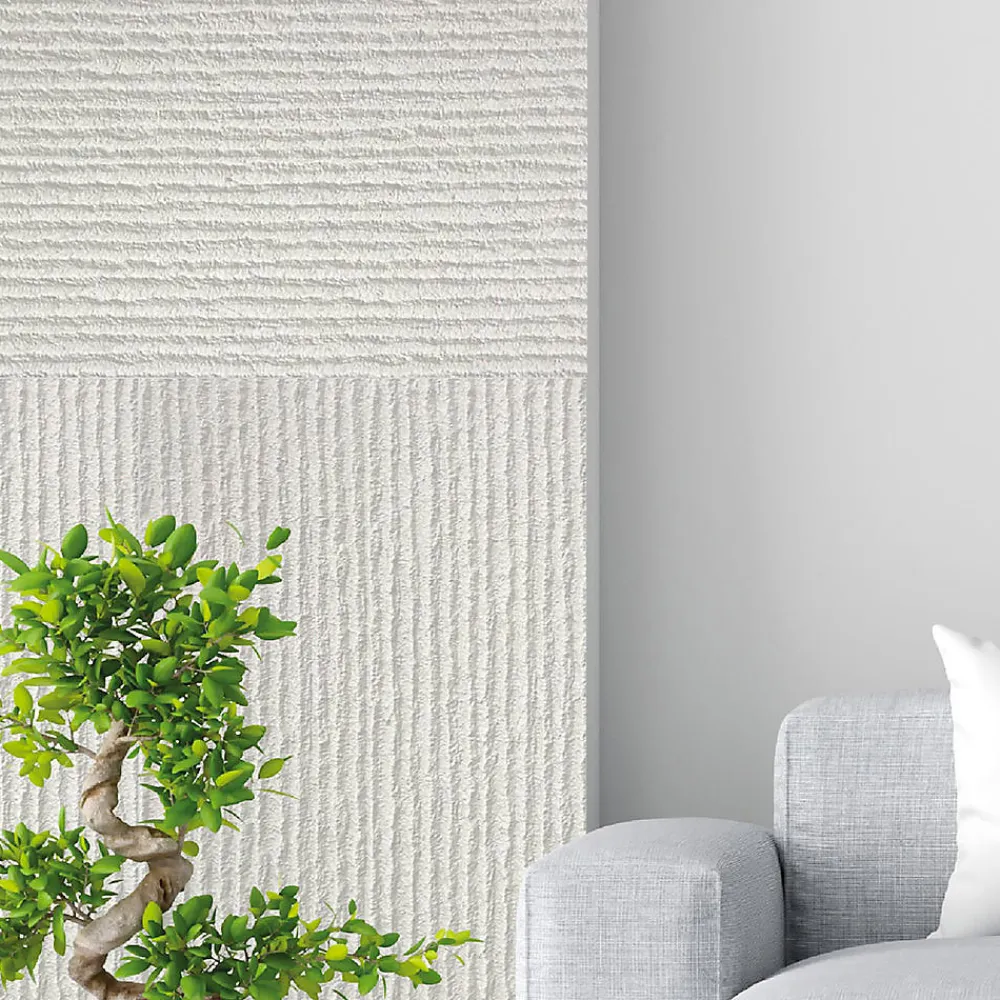 Divina Home Panneau Mural Décoratif<Ensemble de 12 panneaux décoratifs effet pierre grattée 3D, revêtement mural PU 8,6 m², 120x60x2,5 cm, blanc albâtre