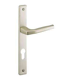 Thirard Ensemble de poignées Picardie pour porte d'entrée, trou de cylindre, entr'axes de 195mm, carré7mm, couleur champagne -- Poignée De Porte