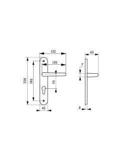 Thirard Poignée De Porte<Ensemble de poignées pour porte d'entrée Pelope trou de cylindre, carré 7mm, entr'axes 195mm, argent -