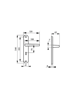 Thirard Poignée De Porte<Ensemble de poignées pour porte de chambre Vesta trou de clé, carré 7mm, entr'axes 195mm, nickelé satiné -
