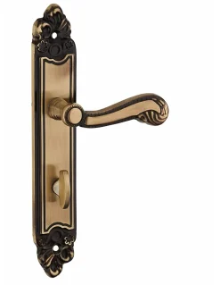 Thirard Poignée De Porte<Ensemble de poignées pour salle de bain/toilette Louis XV à condamnation, carré 7mm, entr'axes 195mm, laiton vieilli -