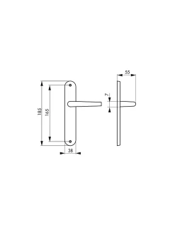SP Ensemble de poignées pour porte intérieure Leto sans trou, entr'axes 165mm, argent -- Poignée De Porte