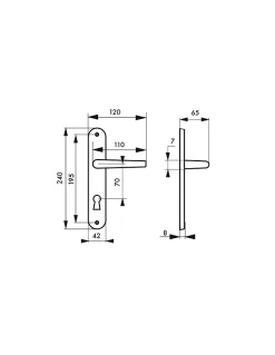 Thirard Poignée De Porte<Ensemble de poignées pour porte de chambre Dionysos trou de clé, carré 7mm, entr'axes 195mm, laitonné -