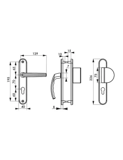Thirard Poignée De Porte<Ensemble de poignées pour porte d'entrée palière Sultane trou de cylindre, entr'axes 195mm, blanc -