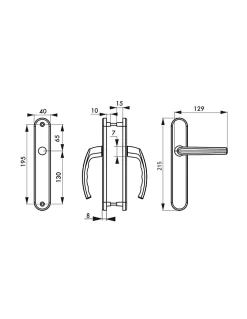 Thirard Ensemble de poignées pour porte intérieure Sultane sans trou, carré 7mm, entr'axes 195mm, anthracite -- Poignée De Porte