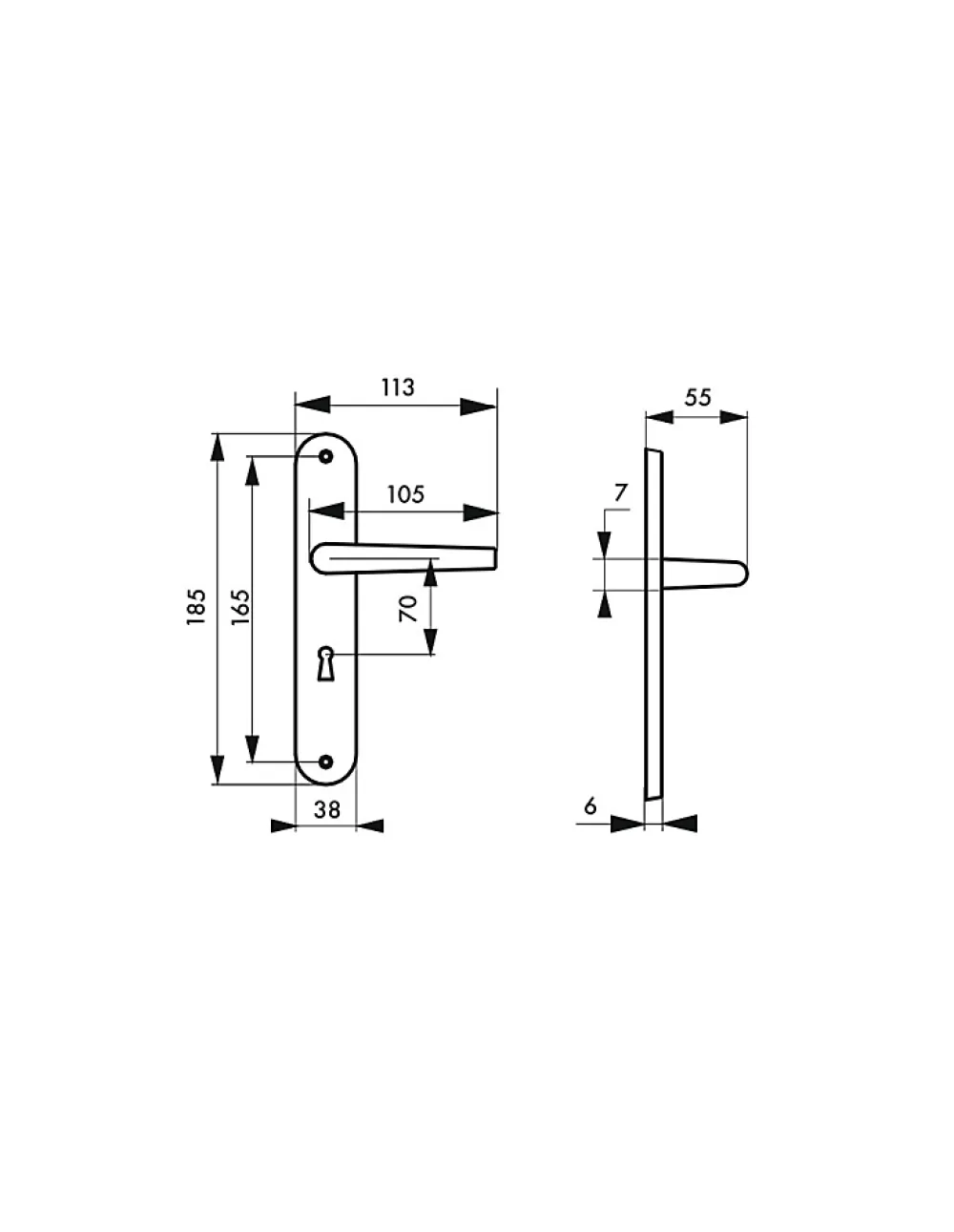 Thirard Poignée De Porte<Ensemble de poignées pour porte intérieure Leto trou de clé, carré 7mm, entr'axes 165mm, couleur F2 -