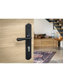 Thirard Poignée De Porte<Ensemble de poignées pour porte d'entrée Charon trou de cylindre, carré 7mm, entr'axes 195mm, acier patiné -