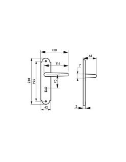 Thirard Poignée De Porte<Ensemble de poignées pour porte de chambre Charon trou de clé, carré 7mm, entr'axes 195mm, acier rouillé -