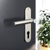 GoodHome Ensemble poignée sur plaque rondcylindre Brigg effet chrome et nickel satin gris L.132mm x l.40mm entraxe 165mm- Poignée De Porte