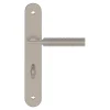GoodHome Poignée De Porte<Ensemble poignée sur plaque rond à condamnation Esles aluminium L.243 x l.40mm entraxe 195mm