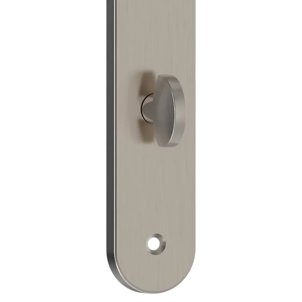 GoodHome Poignée De Porte<Ensemble poignée sur plaque rond à condamnation Esles aluminium L.243 x l.40mm entraxe 195mm