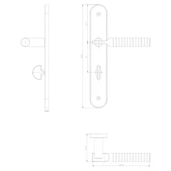 GoodHome Poignée De Porte<Ensemble poignée sur plaque rond à condamnation Esles aluminium L.243 x l.40mm entraxe 195mm