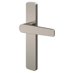 GoodHome Ensemble poignée sur plaque rectangulaire Kerver effet nickel satin gris L.128mm x l.42mm entraxe 165-195mm- Poignée De Porte
