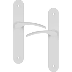 GoodHome Poignée De Porte<Ensemble poignée sur plaque rond Beare mat blanc L.110.5mm x l.40mm entraxe 195mm