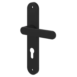 GoodHome Ensemble poignée sur plaque rond Minzh effet nickel noir L.120mm x l.40mm entraxe 195mm- Poignée De Porte Extérieure