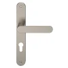 GoodHome Poignée De Porte Extérieure<Ensemble poignée sur plaque rond Minzh effet nickel satin gris L.120mm x l.33mm entraxe 195mm