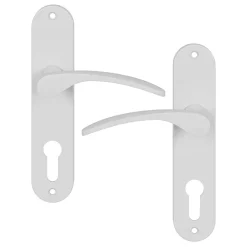 GoodHome Poignée De Porte<Ensemble poignée sur plaque rondcylindre Beare mat blanc L.110.5mm x l.40mm entraxe 165mm
