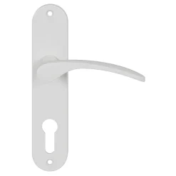 GoodHome Poignée De Porte<Ensemble poignée sur plaque rondcylindre Beare mat blanc L.110.5mm x l.40mm entraxe 165mm