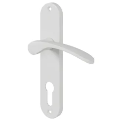 GoodHome Poignée De Porte<Ensemble poignée sur plaque rondcylindre Beare mat blanc L.110.5mm x l.40mm entraxe 165mm