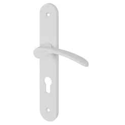 GoodHome Poignée De Porte<Ensemble poignée sur plaque rondcylindre Beare mat blanc L.110.5mm x l.40mm entraxe 195mm