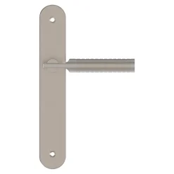 GoodHome Poignée De Porte<Ensemble poignée sur plaque rond gris chromé L.133 x l.40mm