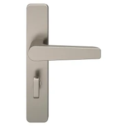 GoodHome Ensemble poignée sur plaque rectangulaire à condamnation Kerver effet nickel satin gris L.128mm x l.42mm entraxe 165-195mm- Poignée De Porte