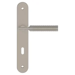 GoodHome Poignée De Porte<Ensemble poignée sur plaque rond Esles aluminium L.243 x l.40mm entraxe 195mm