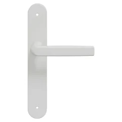 GoodHome Poignée De Porte<Ensemble poignée sur plaque Incurvé Primel mat blanc L.126mm x l.40mm entraxe 195mm