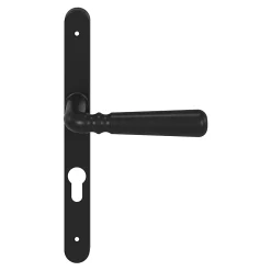 GoodHome Poignée De Porte Extérieure<Ensemble poignée sur plaque rond Kilhog effet nickel noir L.130mm x l.24.5mm entraxe 195mm