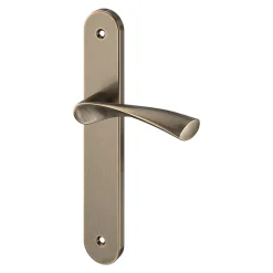 GoodHome Ensemble poignée sur plaque rond Breage effet laiton satin doré L.120.5mm x l.40mm entraxe 195mm- Poignée De Porte