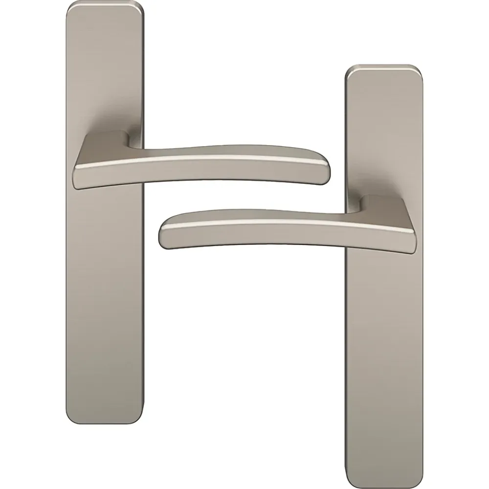 GoodHome Ensemble poignée sur plaque rectangulaire Irvil effet nickel satin gris L.126.5mm x l.42mm entraxe 165-195mm- Poignée De Porte