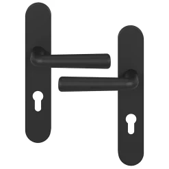 GoodHome Ensemble poignée sur plaque rondcylindre Dizel effet nickel mat noir L.121.5mm x l.42mm entraxe 165-195mm- Poignée De Porte