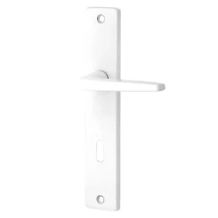 Poignée De Porte<Ensemble poignée sur plaque rectangulaire serrure Colan satin blanc L.106mm x l.39.8mm entraxe 165mm