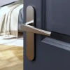 GoodHome Poignée De Porte<Ensemble poignée sur plaque rond Keri effet nickel satin gris L.140mm x l.42mm entraxe 165-195mm