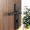 GoodHome Poignée De Porte<Ensemble poignée sur plaque rectangulairecylindre Irvil effet nickel mat noir L.126.5mm x l.42mm entraxe 165-195mm
