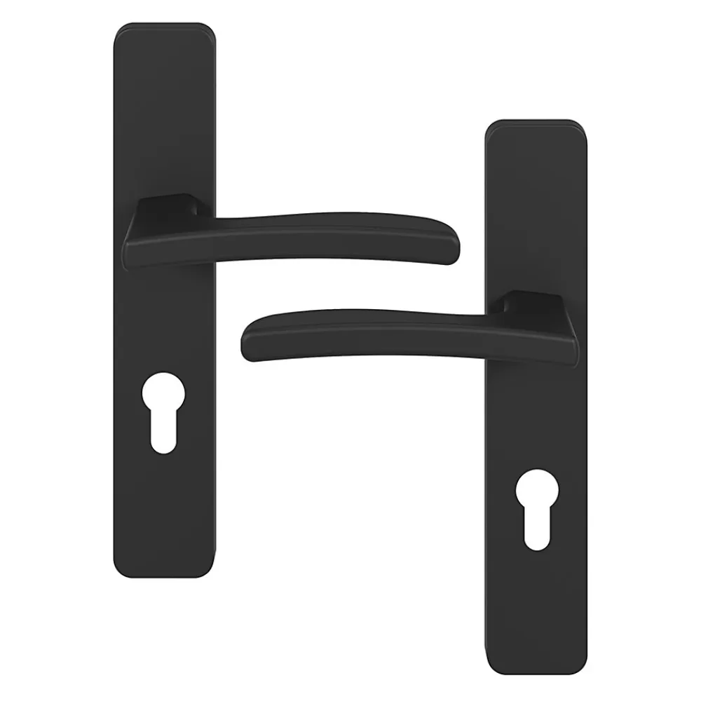 GoodHome Poignée De Porte<Ensemble poignée sur plaque rectangulairecylindre Irvil effet nickel mat noir L.126.5mm x l.42mm entraxe 165-195mm
