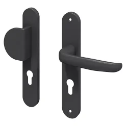 GoodHome Poignée De Porte Extérieure<Ensemble poignée sur plaque rond Govlin noir l.x l.40mm entraxe 195mm