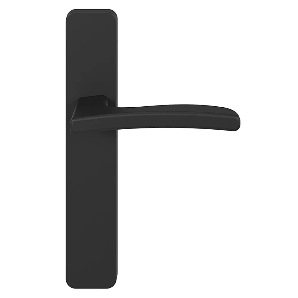 GoodHome Poignée De Porte<Ensemble poignée sur plaque rectangulaire Irvil effet nickel mat noir L.126.5mm x l.42mm entraxe 165-195mm
