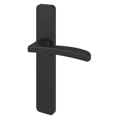 GoodHome Poignée De Porte<Ensemble poignée sur plaque rectangulaire Irvil effet nickel mat noir L.126.5mm x l.42mm entraxe 165-195mm