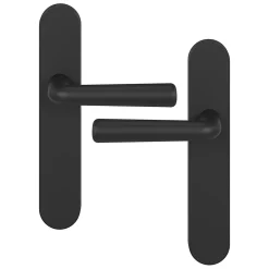 GoodHome Poignée De Porte<Ensemble poignée sur plaque rond Dizel effet nickel mat noir L.121.5mm x l.42mm entraxe 165-195mm