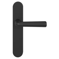 GoodHome Poignée De Porte<Ensemble poignée sur plaque rond Dizel effet nickel mat noir L.121.5mm x l.42mm entraxe 165-195mm