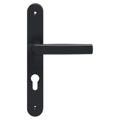 GoodHome Ensemble poignée sur plaque Incurvé Primel gris L.126mm x l.33mm entraxe 195mm- Poignée De Porte Extérieure