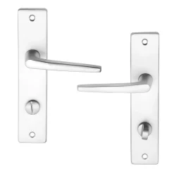 Poignée De Porte<Ensemble poignée sur plaque rectangulaire à condamnation Colan effet argenté satin gris L.106mm x l.39.8mm entraxe 165mm