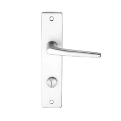 Poignée De Porte<Ensemble poignée sur plaque rectangulaire à condamnation Colan effet argenté satin gris L.106mm x l.39.8mm entraxe 165mm