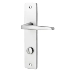 Poignée De Porte<Ensemble poignée sur plaque rectangulaire à condamnation Colan effet argenté satin gris L.106mm x l.39.8mm entraxe 165mm